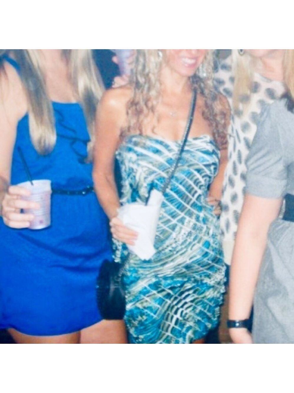 Teal White Black Sexy Mini Dress Size XS